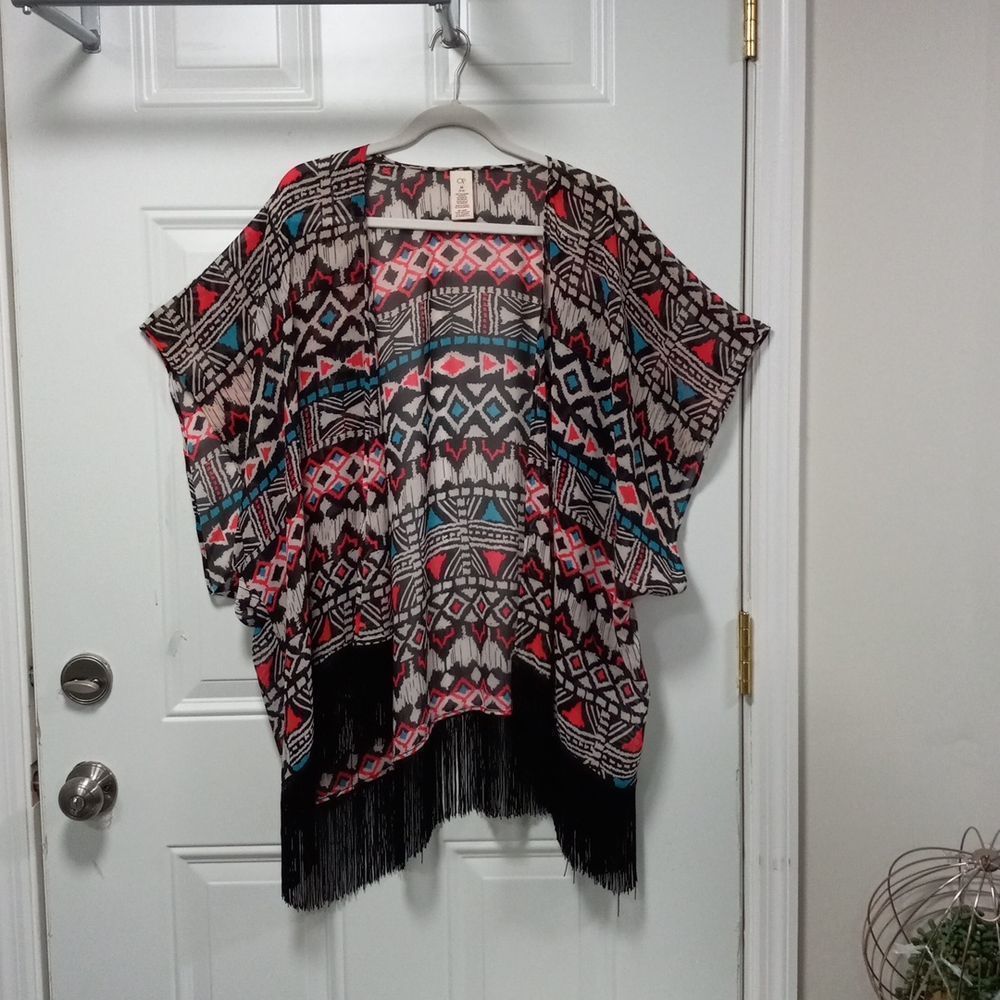 OP Swim Beach 1 Tassel Cape Tribal Print M-L